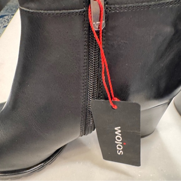 Wojas Women’s Black Leather Ankle Boots Size Zip 2” Heel Sz US 8.5 EU 39 - Picture 7 of 12
